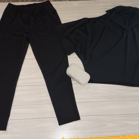 Women Solid Color V-Neck Long-Sleeved Top Casual Two-Piece Sets - Picture 5 of 16